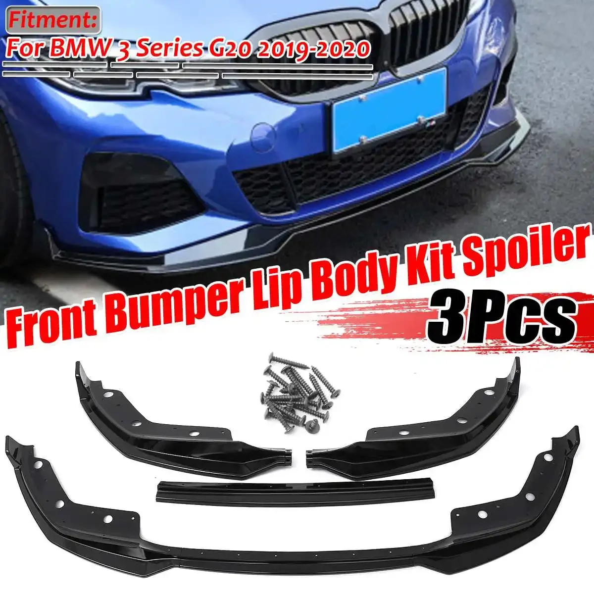 

3PCS MP Style G20 Car Front Bumper Lip Spoiler Splitter Diffuser Detachable Body Kit Cover Guard For BMW 3 Series G20 2019 2020