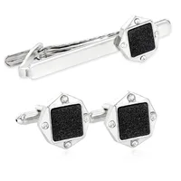 Fashion Men's Accessories Starry Sky Geometric Hexagonal Cufflinks Shirt Tie Clip Business Party Jewelry Promotion Souvenir Gift 6