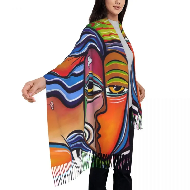 

Stylish Pablo Picasso Tassel Scarf Women Winter Fall Warm Shawls Wraps Female Scarves