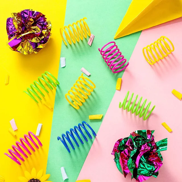 14 Pack Spring Paper Hair Ball Cat Toy Set Cat Toy Interactive  Pet Products for Cat Toys Pet Accessories 6