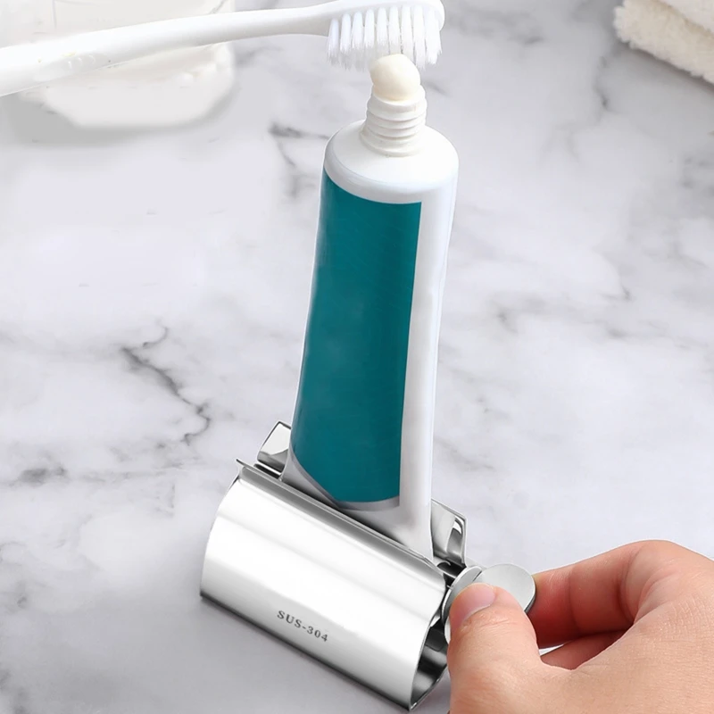 Stainless Steel Rolling Tube, Toothpaste Squeezer, Dispenser, Rotate Stand, Bathroom 2