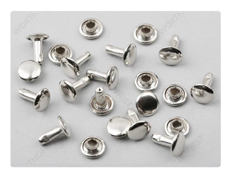 Description Picture 6 of item100Sets 6/8mm Brass Cap Rivets Studs Round Rivet Tachuelas for Leather Craft Bag Belt Garments Hat Shoes Wallets