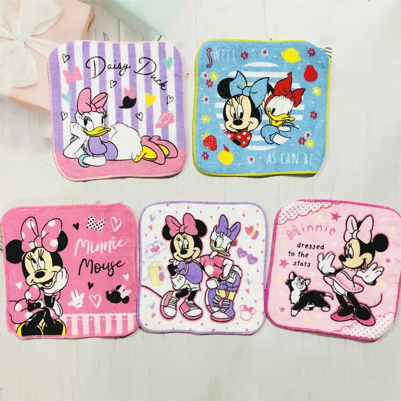 

Хлопковое квадратное полотенце из мультфильма Disney, Маленький носовой платок с Микки и Минни Маусом, Дональдом, дакой и маргариткой для рук для мальчиков и девочек, 15 х15 см