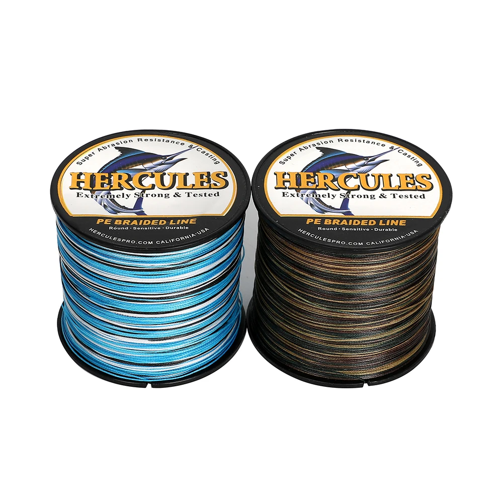 Hercules Braided Fishing Line Pesca 10-300lb PE Carp Fish Camo Blue 100M 300M 500M  1000M Saltwater Peche 8 Strands 4 Strands 5