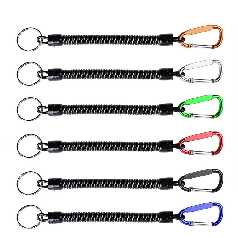 Fishing Lanyards Retention Rope Coiled Tether with Carabiner  Retractable Coiled Tackle for Pliers Lip Grip Safety Accessories