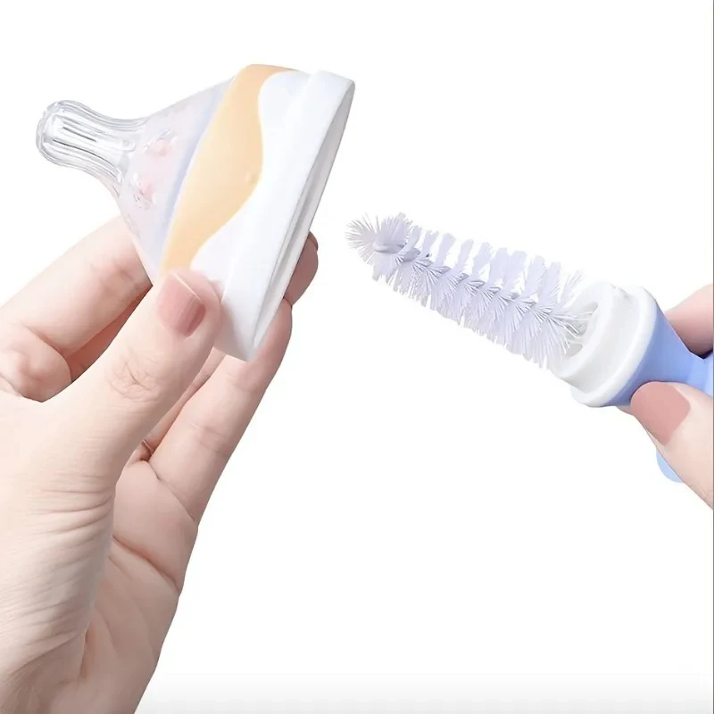 Bottle Cleaning Brush Set 2-in-1 Nylon Bottle & Cup Cleaning Brush Suction Cup Feeding Type