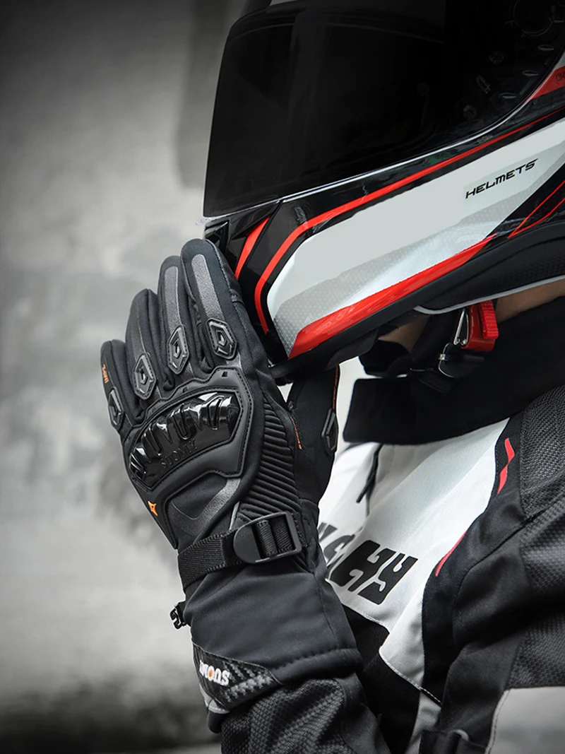 Durable Motorcycle Gloves for Men - Leather Waterproof Touch