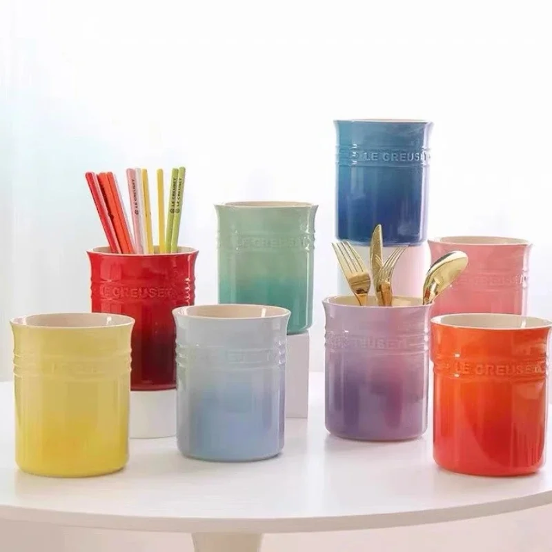Ceramic Utensil Holder Porcelain Flatware Storage Organizer Countertop Cooking Tool Container Farmhouse Crock ceramic chopsticks holder ceramic storage jar For Kitchen