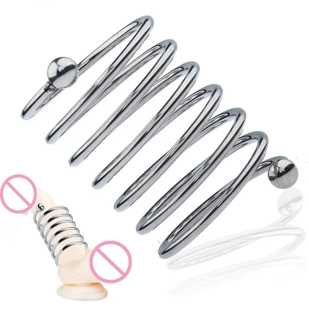 Edelstahl Penis Dildo Ring Wellen faden Penis ringe Feder verlängerte Version männliche Verzögerung Ejakulation Sexspielzeug für Männer 1