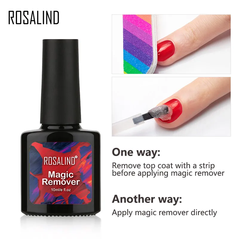 ROSALIND 10ml Nail Gel Polish Magic Remover For Manicure Fast Clean Within 2-3 MINS Gel Nail Polish Remove Base Top Coat 4