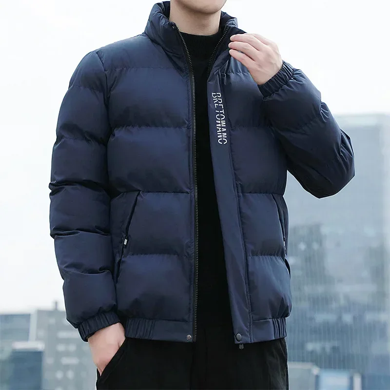 Stand Collar Male Windbreak Cotton Padded short COTTON Jacket Warm Thick Parka autumn Winter Casual Mens Outwear clothing