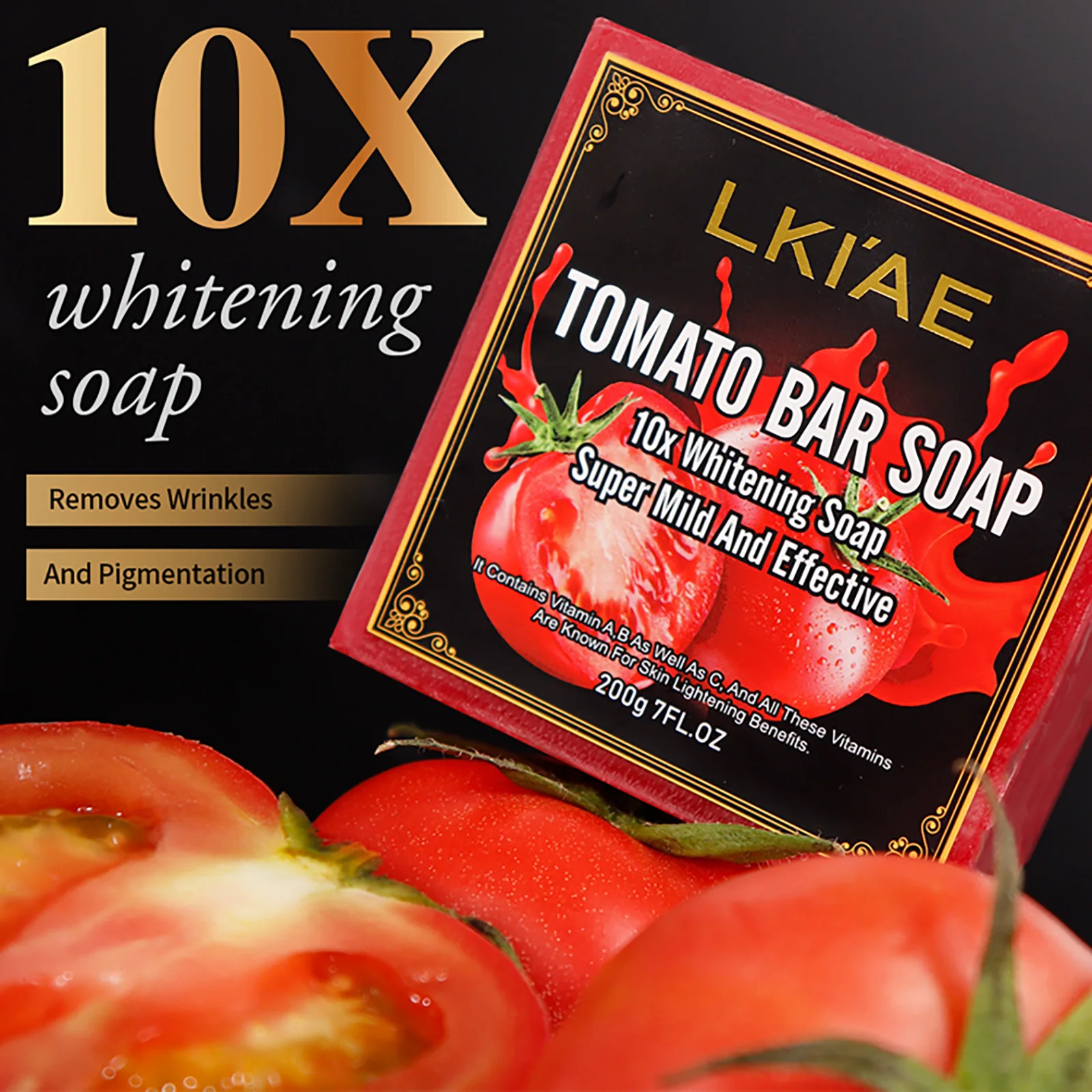 AILKE Organic Tomato Soap Bar, Lightening Skin, Deeply Clean, Exfoliate, Remove Dark Spots, Moisturizing, For Face and Body 2