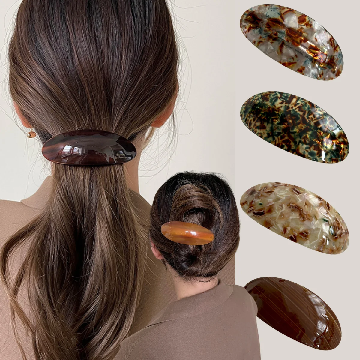 Hair Clips Ladies Multi-colored marbled female acetate European and American elegance fashionable back hair clip