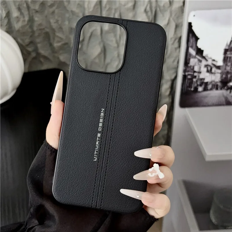 Simple Style High-Quality PU Leather Shockproof Back Phone Case