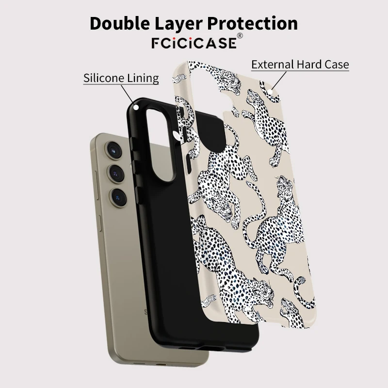 Cute Leopard Print Phone Case - Anti-Drop Shockproof Acrylic Dual Layer