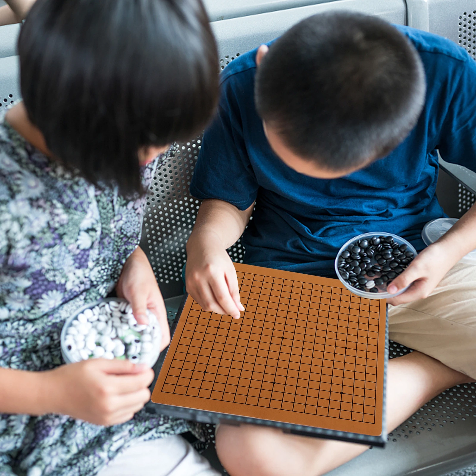 Folding Chess Board 2pcs Portable Children Go Chess Board Folding Chessboard Game Chess Game Props Accessories