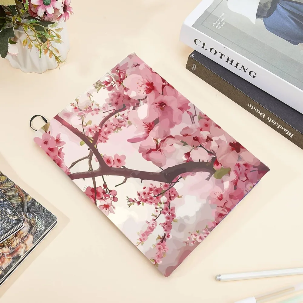 Peach Blossom Stretchable Pink Flower Washable Reusable Large Nylon Book Protector book protector Elastic Notebook Wraps