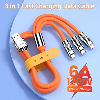 고속 충전 C타입 케이블, 마이크로 USB 충전 코드, 아이폰 14 프로 맥스, 삼성 샤오미 13 휴대폰 충전기, USB 와이어, 3 in 1, 120W, 6A