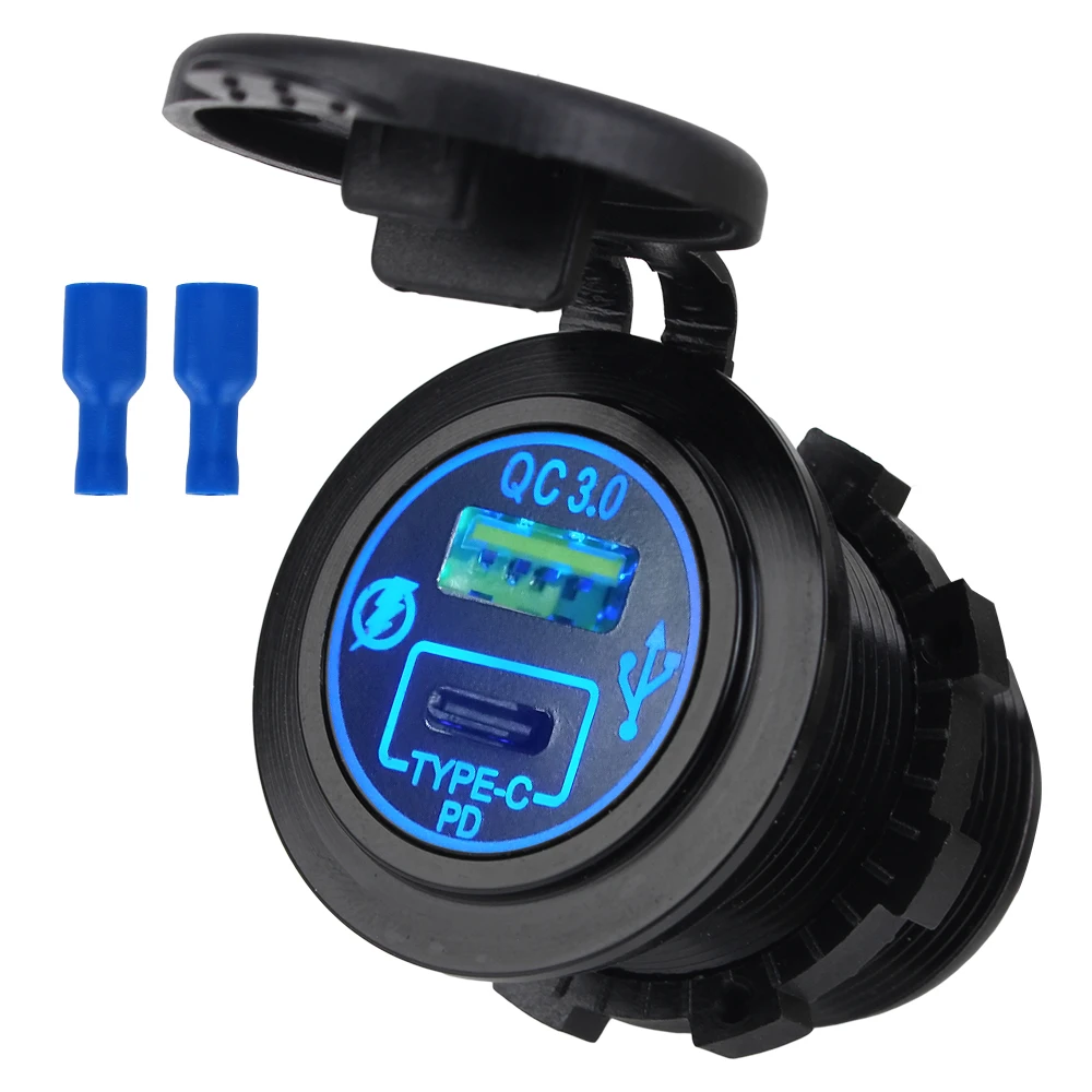 

5 в 5 А PD Type-C 40 Вт Быстрая зарядка QC3.0 быстрое зарядное устройство адаптер в автомобиль автомобильное зарядное устройство гнездо USB автомобильная зарядка алюминий