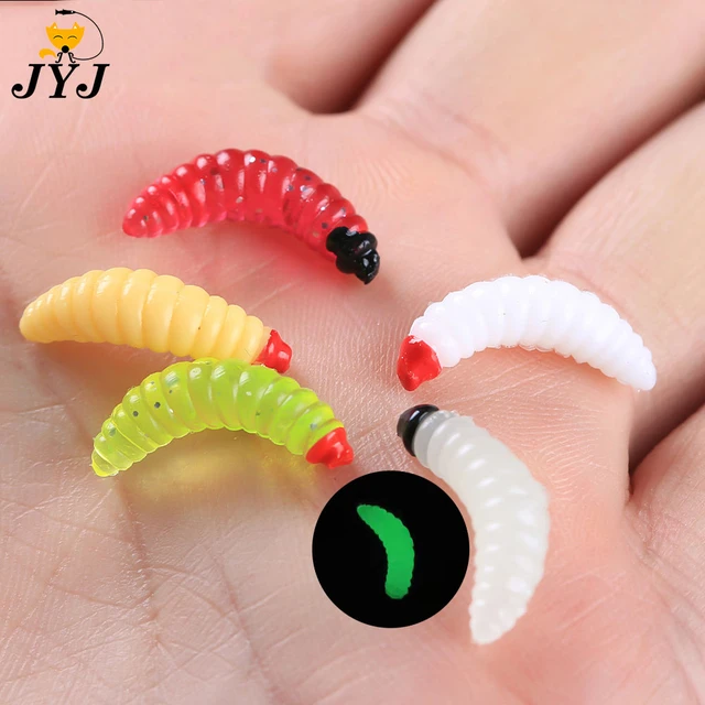 JYJ 1 box 100pcs 2cm 0.4g soft PVC materical fishing grub worm