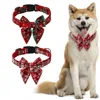 Christmas Dog Collar with Bow Adjustable Cotton Red Bowtie Dog Christmas Collars for Large Dogs Pets Grooming New Year Gift