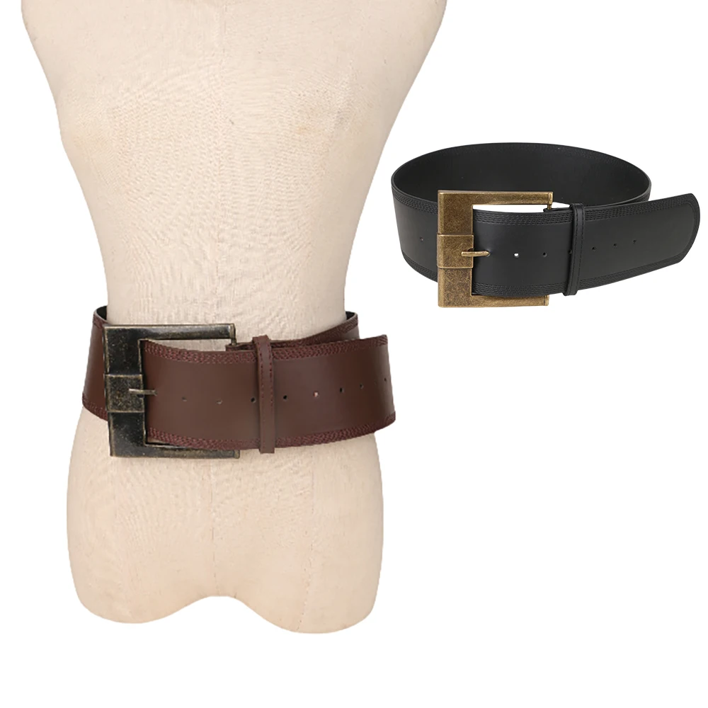 Cinturilla ancha retro Punk a la moda para mujer con hebilla cuadrada de bronce, cinturones para mujer, combinados con abrigo, vestido tipo suéter