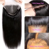 Perruques lisses en cheveux humains, perruque frontale 13x6, densité 200, dentelle transparente HD, pré-épilée, tient de 6 à 9 mois, sans nœuds, noir naturel pour femmes 1