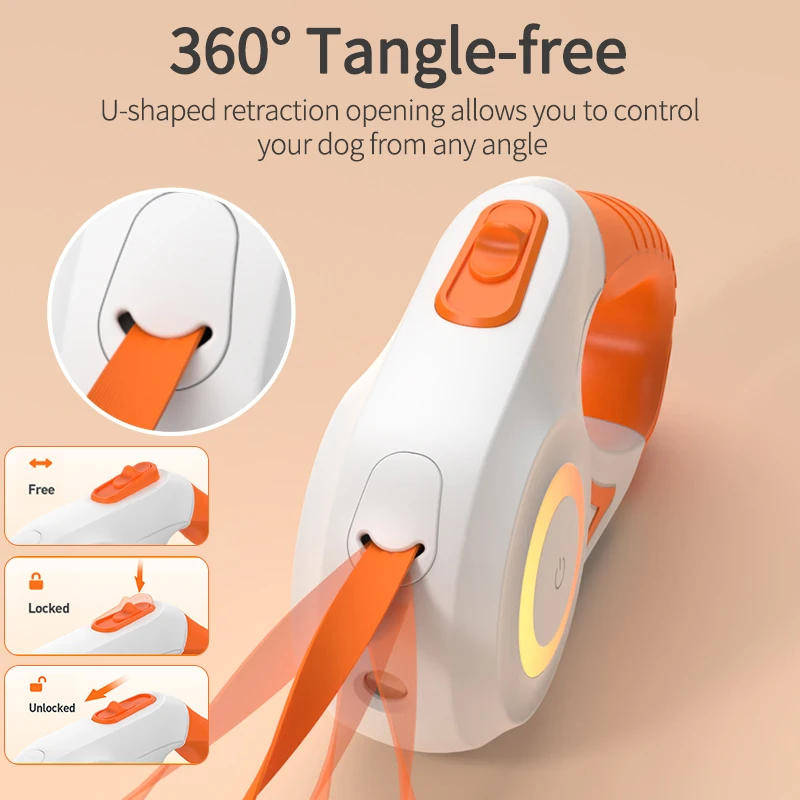 ROJECO correa retráctil automática para perro tira de luz LED luminosa de moda para cachorro mascota correa flexible para caminar y correr, 5M 5