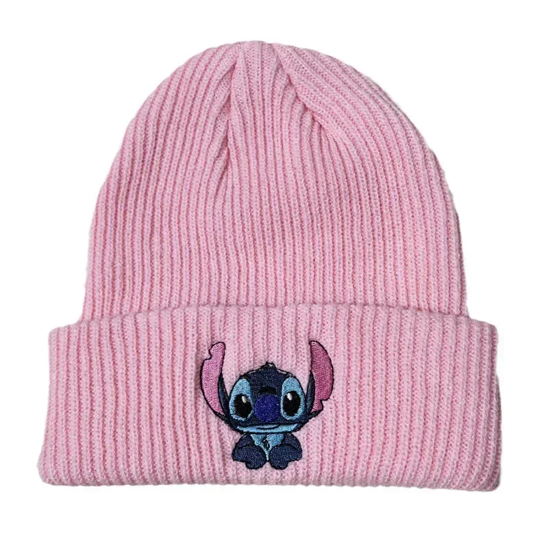 Stitch Knit Hat Cartoon Embroidered Benie Cap Cute Unisex Warm Stretchy Hats Christmas Gift for Adult Kids Outdoor Thermal Caps 4