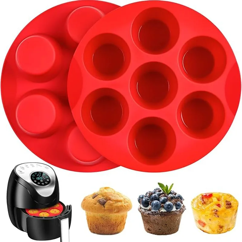 Silicone 7 Holes Cake Mold Home Party Baking Utensils Air Fryer, Egg Bite Mold, Non-stick Baking Pan, Cake Tart Bread