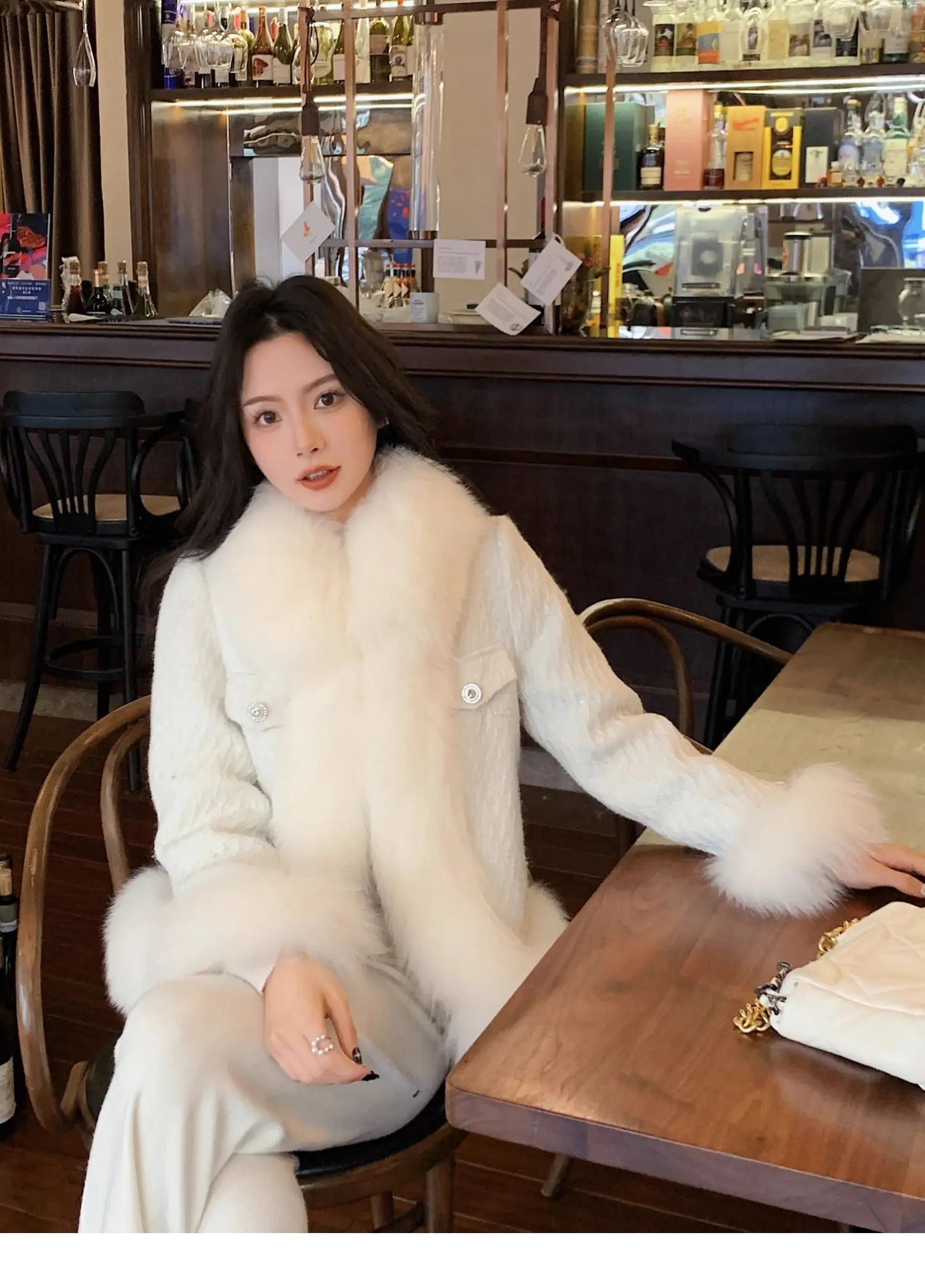Fashion Commuter Long Sleeve Fox Fur Coat 2023 Autumn and Winter Sweet Pretty Style Fur Stitching Loose Women's Faux Fur Coat