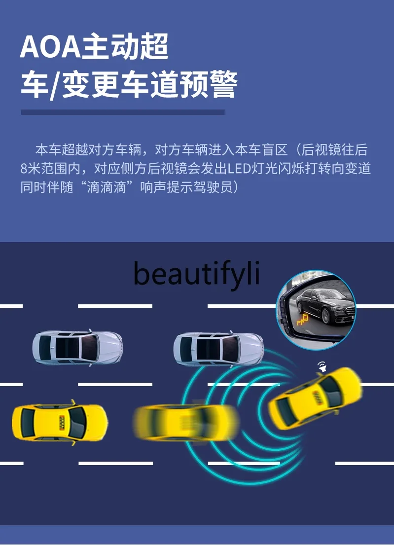 Suitable for Lake blind spot monitoring and line assist BSD system ES250 NX RX70 modified lane change blind spot