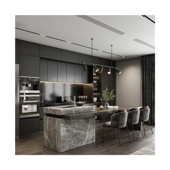 อพาร์ทเมนท์สมาร์ทชุดตู้ครัวดีไซน์ทันสมัย PVC พร้อมที่จับอุปกรณ์เสริมพร้อมประกอบ 1