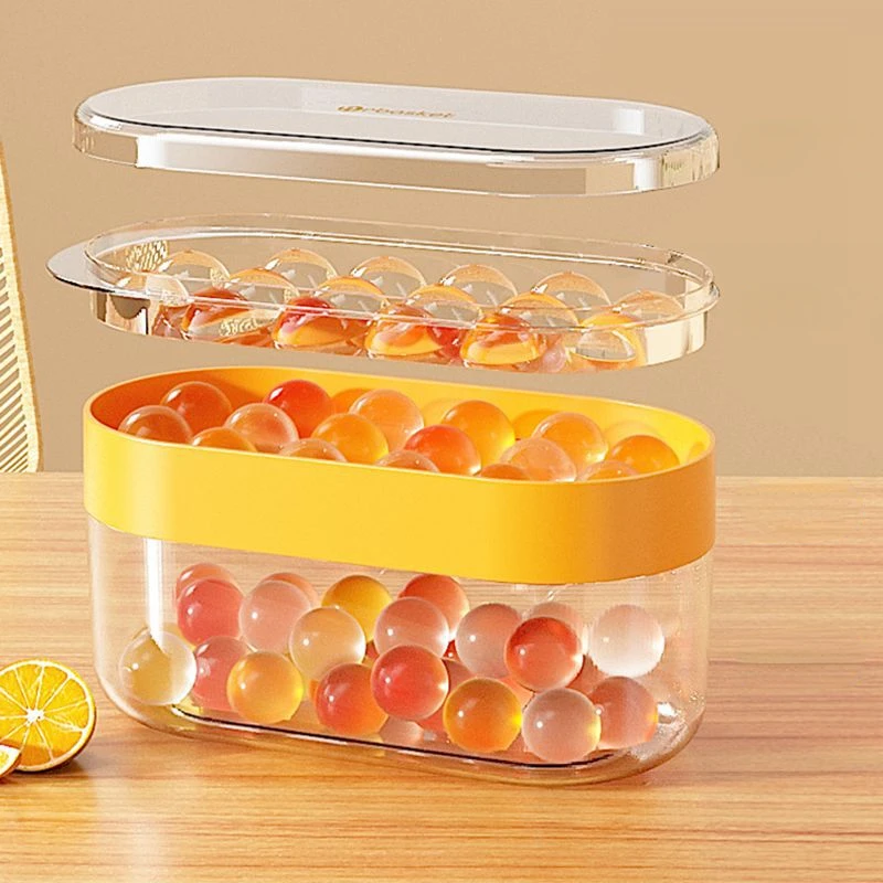 

Ice Cube Maker with Storage Box & Ice Scoop 2in1 Tray Round Ice Cube Making Mold Set Ice Maker for Bar Tool Kitchen Accessories