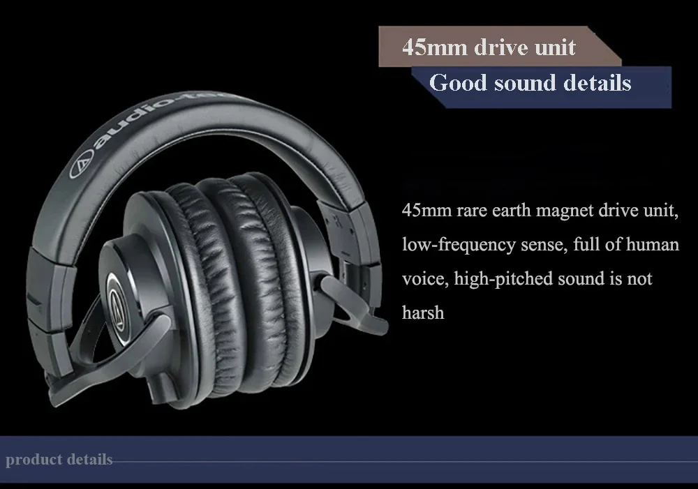 Description Picture 3 of itemAudio-Technica ATH-M50X Professional studio monitor headphones, professional grade, critically acclaimed, with removable cable