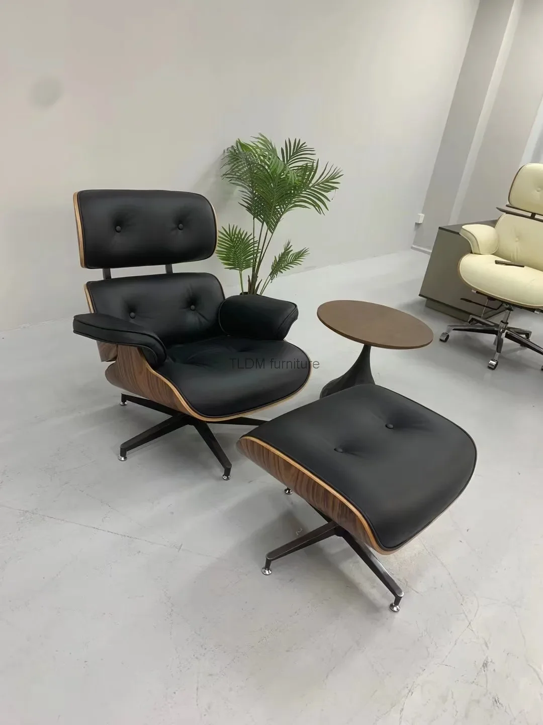 

New Recliner Original Chair Sofa Leather Simple Designer Lounge Walnut Wood Aluminium Alloy Living Room Rotating Boss Chair