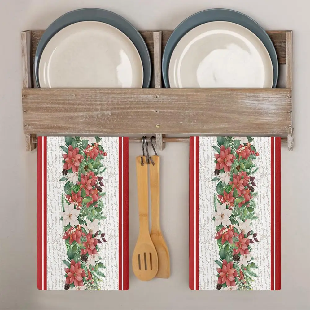 

60x40CM Christmas Kitchen Towel Snowman Gnome Snowflake Tree Superfine Fiber Water Absorbent Thickened Dishcloth Cleaning Rag