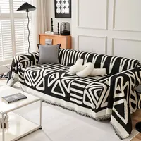 Boho Style Chenille Sofa Towel with Tassels, Double-side, for Living Room Camping Picnic Large Blanket Leisure Relax Beach Towel 1