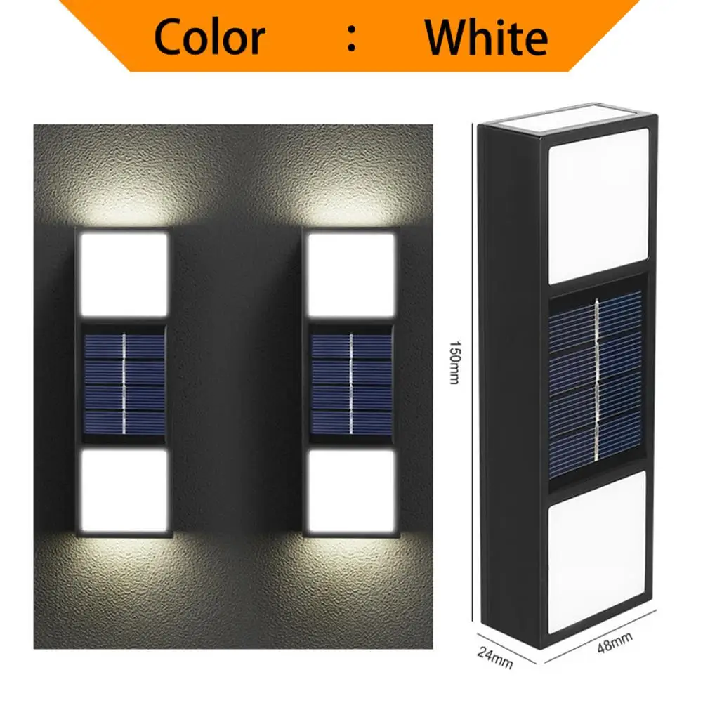 2pcs Solar Wall Lamp Ip65 Waterproof Up Down Garden Lights Outdoor Sunlight Lamp Decoration Light