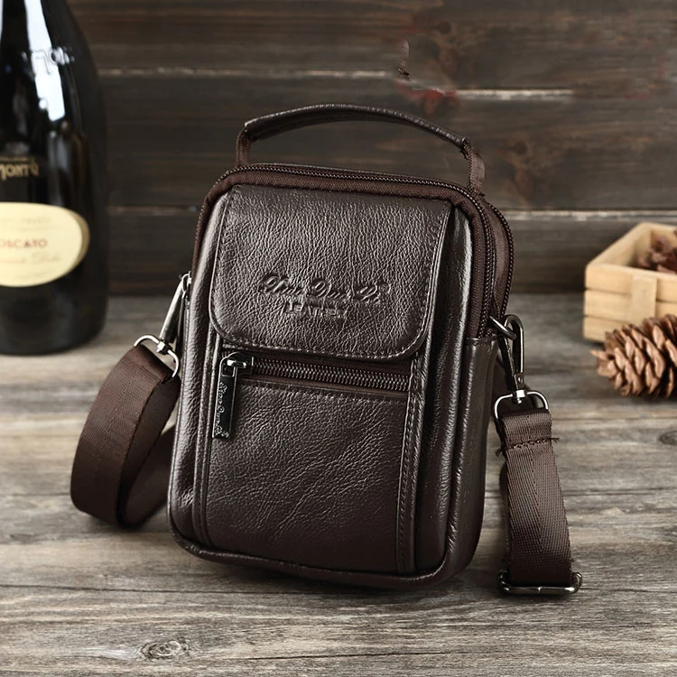 Kleine Herren-Schultertasche, Umhängetasche, Handtasche, Gürtel, Hüfttasche, Bauchtasche, echtes Rindsleder, Mini-Herrentasche_voghion.com