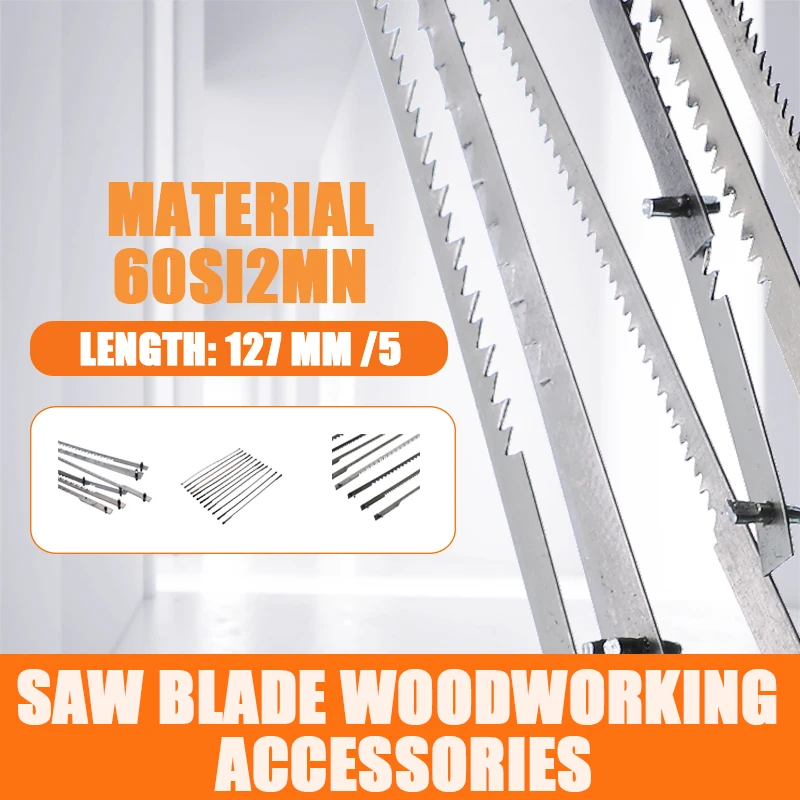 

TPI 10/15/18/24 Silver Pinned Scroll Saw Blades 12Pcs 5 Inch Power Tools Accessories Wood Craft for Woodworking DIY Retail