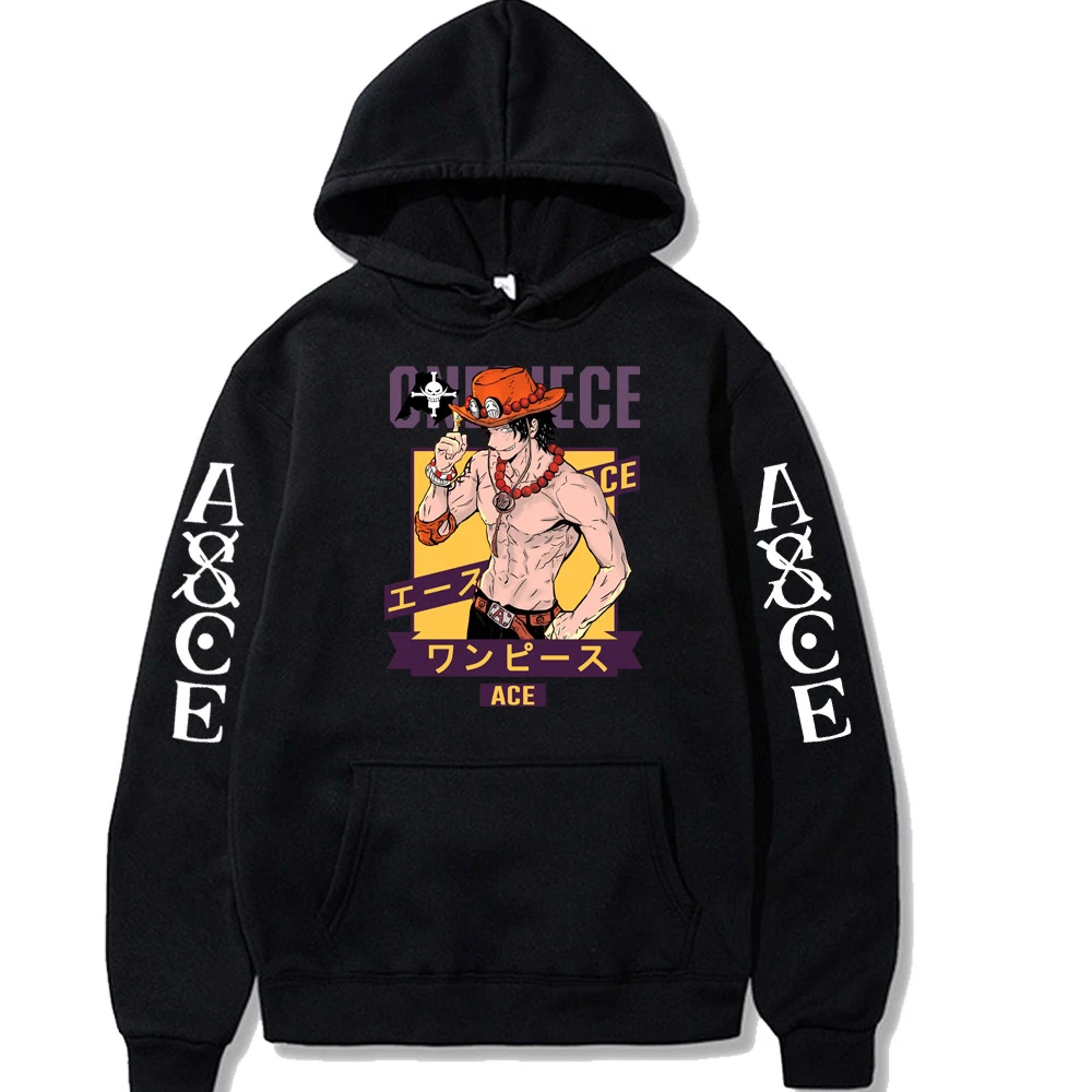 2022 Anime One Piece Hoodie Ace Printing Hoodie Manga Style Print Tops Harajuku Style Hoodie fashion leisure pullover hoodie