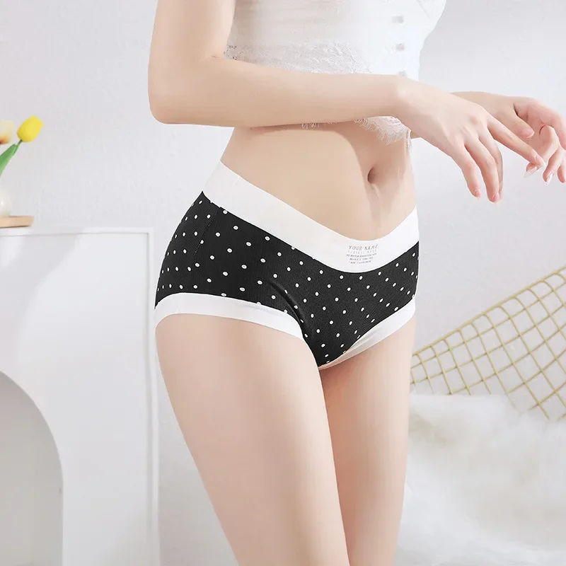 

Women's Underwear New Polka Dot Print Underwear Seamless Mid-rise Antibacterial File Breathable Belly and Hip Lifting Girl