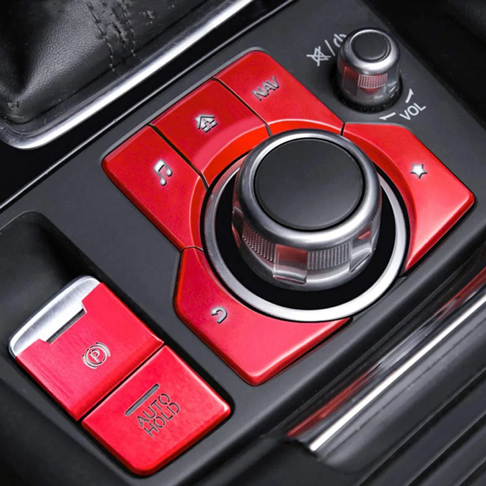 7Pcs-Red-Electronic-Handbrake-Multimedia-Button-Cover-Trim-for-Mazda-3 ...