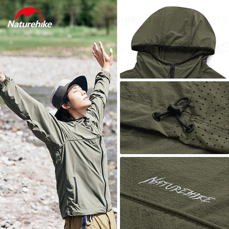 Naturehike Sun Protection Clothing Men/Women Outdoor Hiking Ultra-Light UV Protection Hooded Jacket Long Sleeve UPF500+