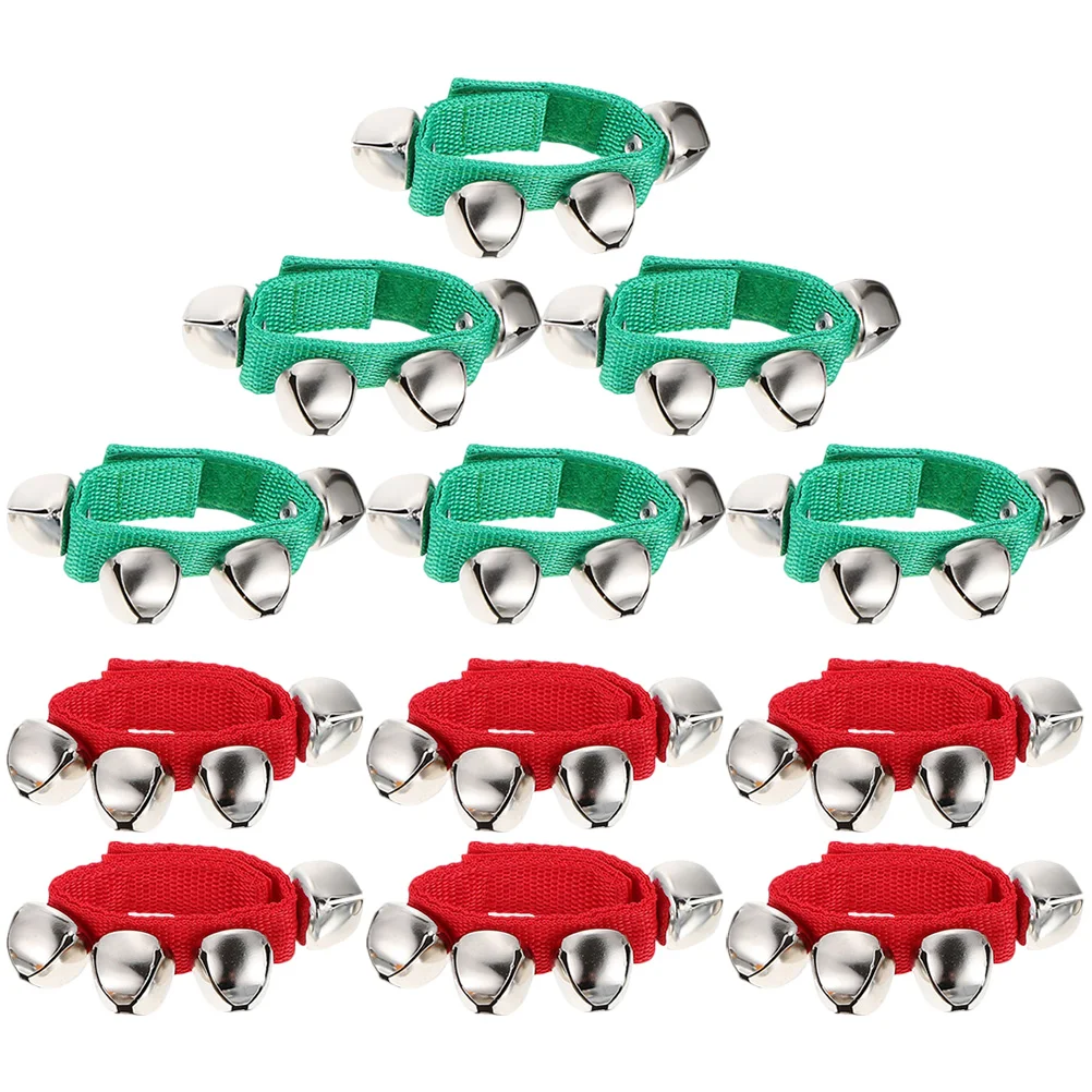 12 Pcs Christmas Wrist Bell Ankle Musical Instrument Adjustable Percussion Festival Hand Bells Xmas Shaking Alloy
