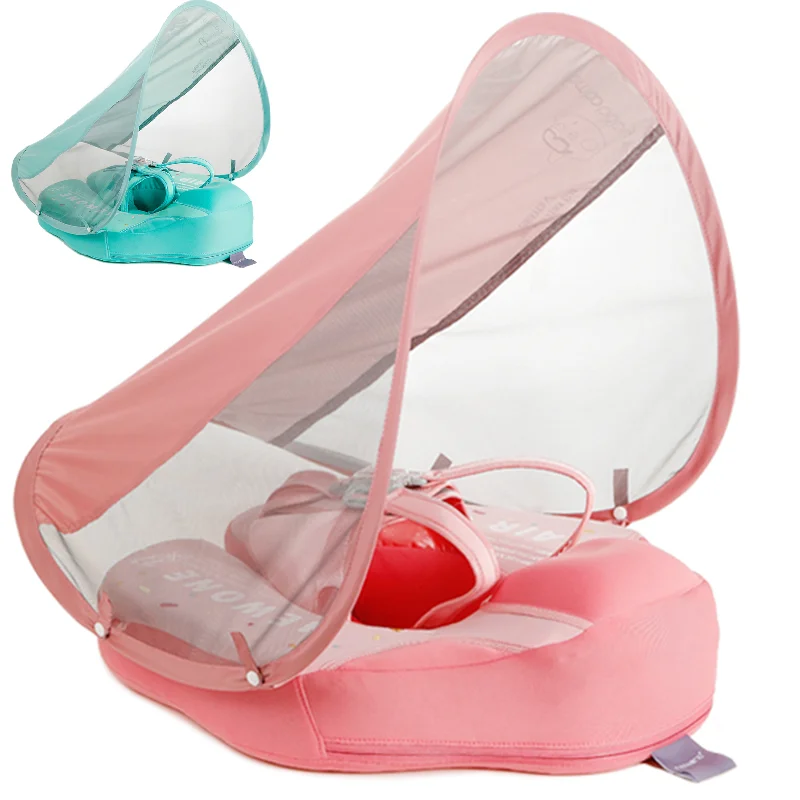 Mambobaby Baby Outdoor Summer Non Inflatable Swimming Circle with Sunshade And Doughnut Style Toy