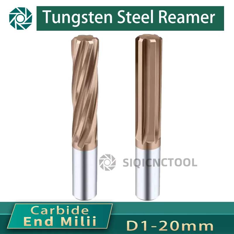 Carbide Reamer 1mm to 20mm Coated Straight Flute H7 Tolerance Chucking Hardened Steel Metal Cutter 6 Flutes CNC Tool