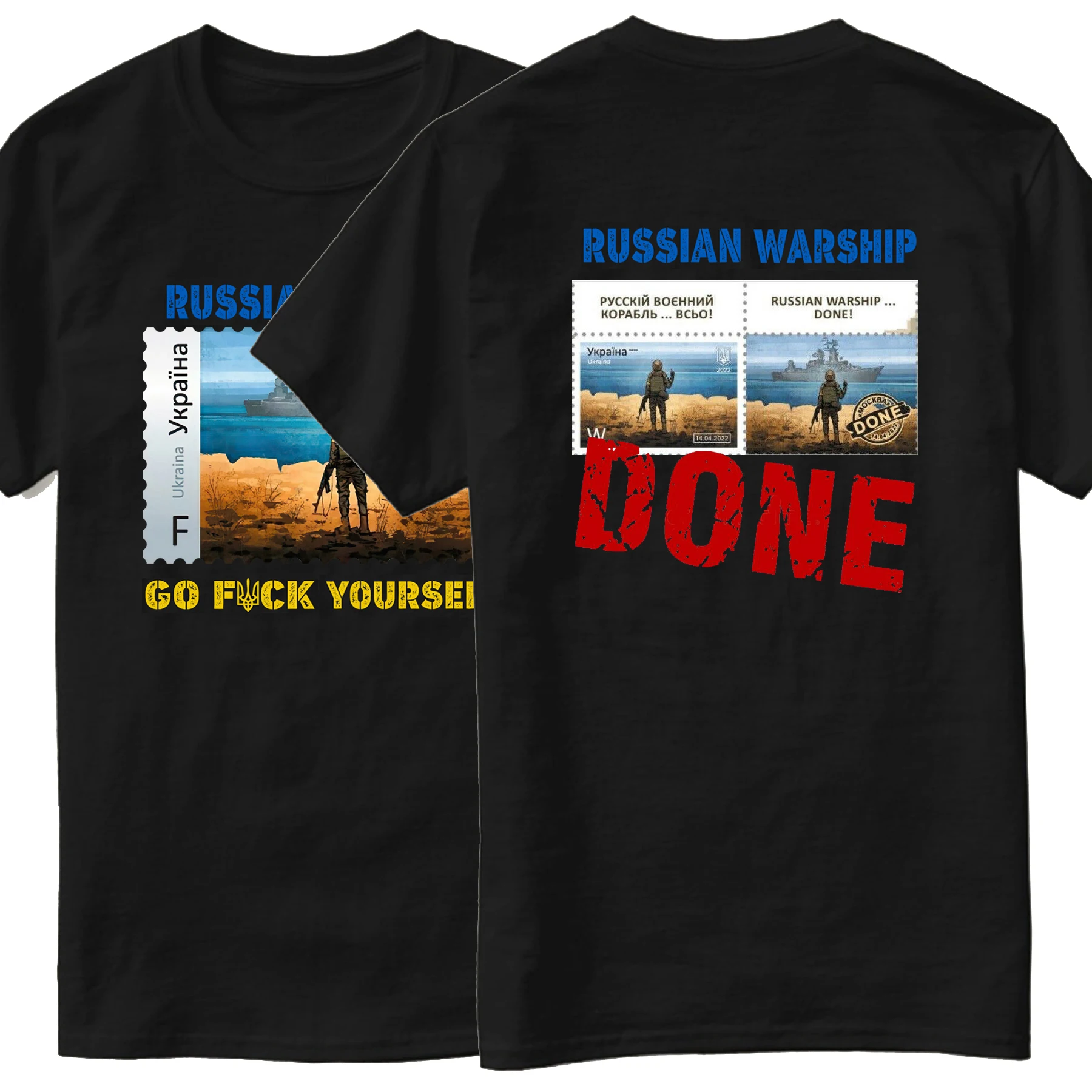 

Middle Finger Toward Sunken Warship, Dnoe ! New 2022 Ukrainian Postage Stamp T Shirt. 100% Cotton Casual T-shirt Size S-3XL