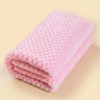 67*99cm Baby Blanket Thickened Solid Color Flannel Pineapple Plaid Baby Swaddle Blanket Children Sofa Blanket Throw Blanket 2